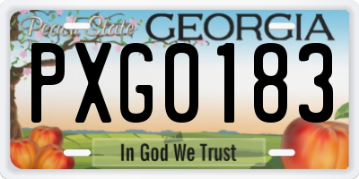 GA license plate PXG0183