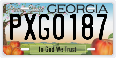 GA license plate PXG0187