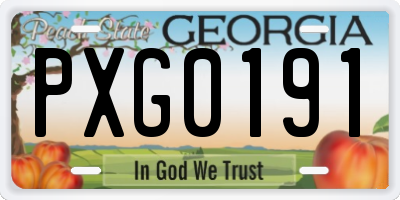 GA license plate PXG0191
