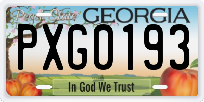 GA license plate PXG0193