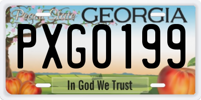 GA license plate PXG0199