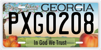 GA license plate PXG0208