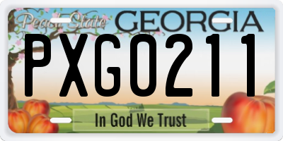 GA license plate PXG0211