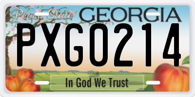 GA license plate PXG0214
