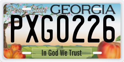 GA license plate PXG0226
