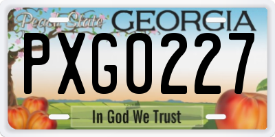 GA license plate PXG0227