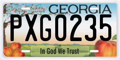 GA license plate PXG0235