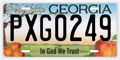 GA license plate PXG0249
