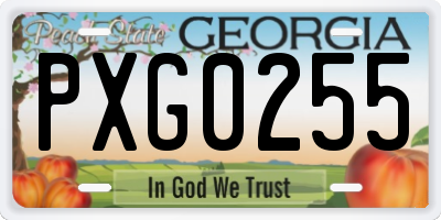 GA license plate PXG0255