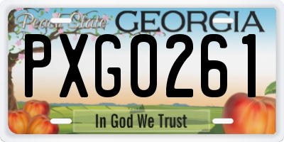 GA license plate PXG0261