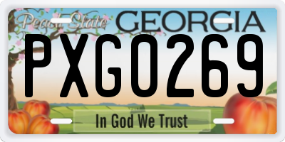 GA license plate PXG0269