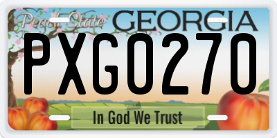 GA license plate PXG0270