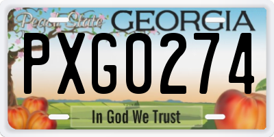 GA license plate PXG0274