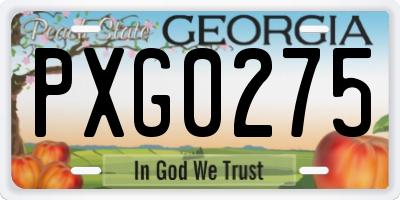 GA license plate PXG0275