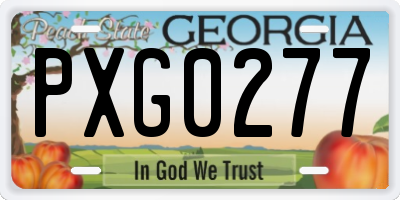 GA license plate PXG0277