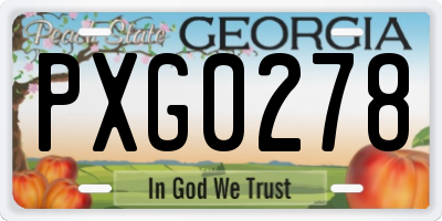 GA license plate PXG0278