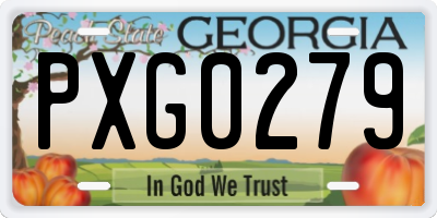 GA license plate PXG0279