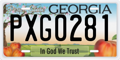 GA license plate PXG0281