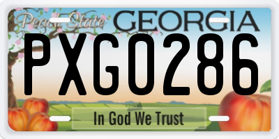 GA license plate PXG0286