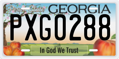 GA license plate PXG0288