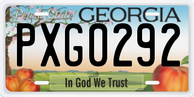 GA license plate PXG0292