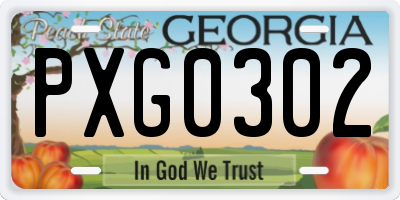 GA license plate PXG0302