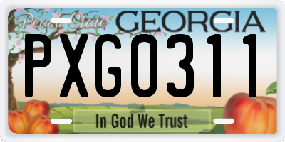 GA license plate PXG0311