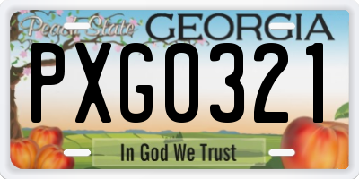GA license plate PXG0321