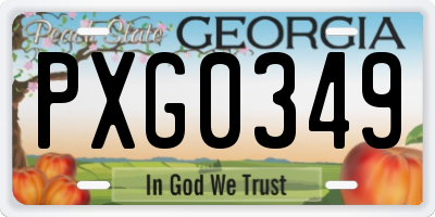 GA license plate PXG0349