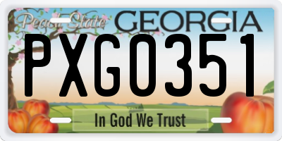 GA license plate PXG0351