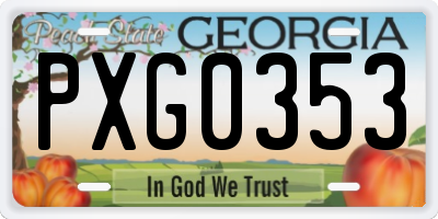 GA license plate PXG0353