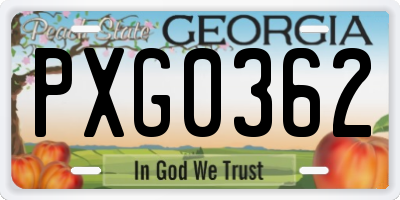 GA license plate PXG0362