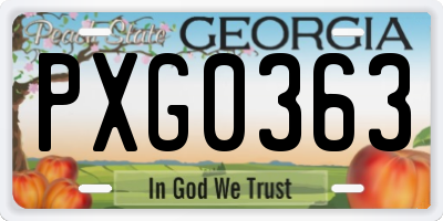 GA license plate PXG0363