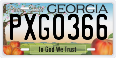 GA license plate PXG0366