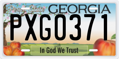 GA license plate PXG0371