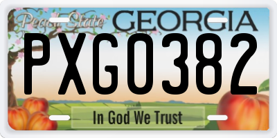 GA license plate PXG0382