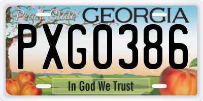 GA license plate PXG0386