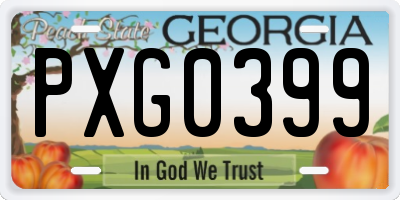 GA license plate PXG0399
