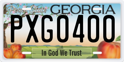 GA license plate PXG0400