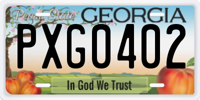 GA license plate PXG0402