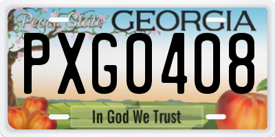 GA license plate PXG0408