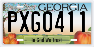 GA license plate PXG0411