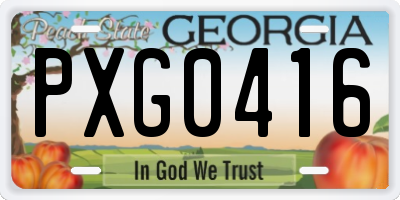 GA license plate PXG0416
