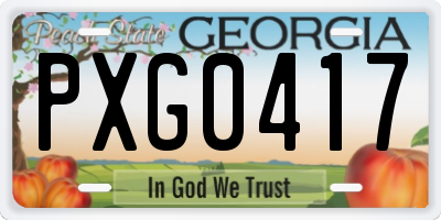 GA license plate PXG0417