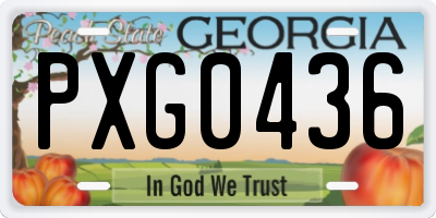 GA license plate PXG0436