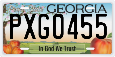 GA license plate PXG0455