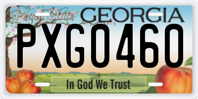 GA license plate PXG0460