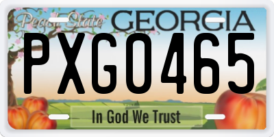 GA license plate PXG0465