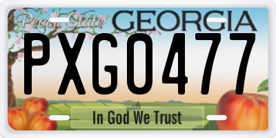 GA license plate PXG0477