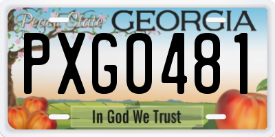 GA license plate PXG0481